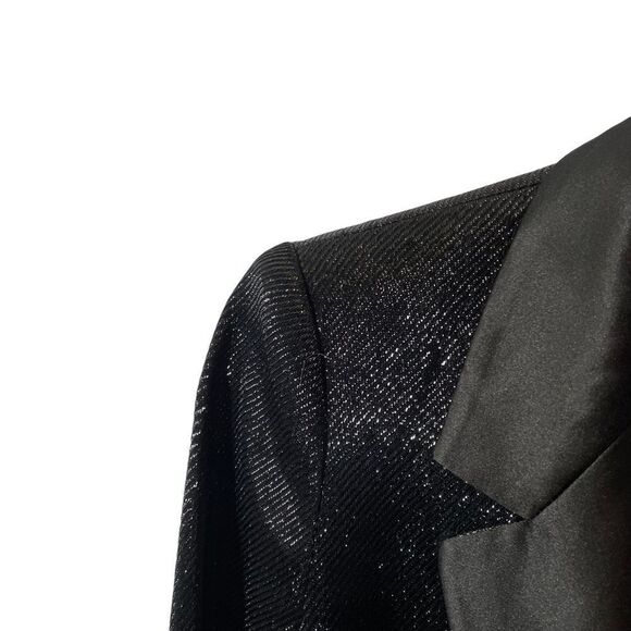 Zara Basic Shiny Effect Blazer Black Size Small - Picture 4 of 13